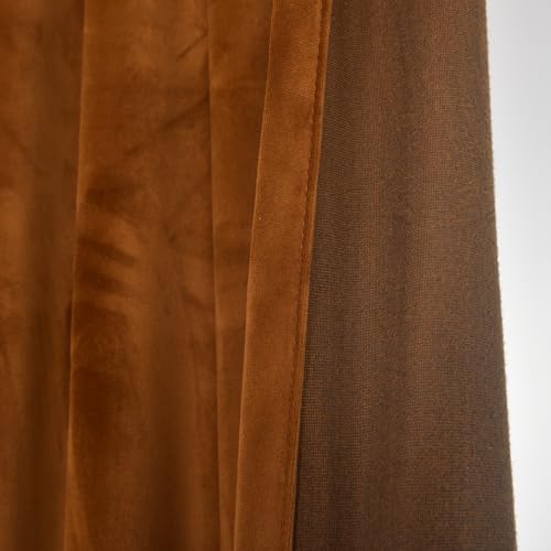 Roslynwood Brown Velvet Curtain 84 inches Long - Curtains Block Light Rod Pocket Thermal Insulated Window Panels Drapes for Living Room/Bed Room, W52 x L84, 2 Panels - color: Brown, size: 52"W x 84"L (Pack of 2)