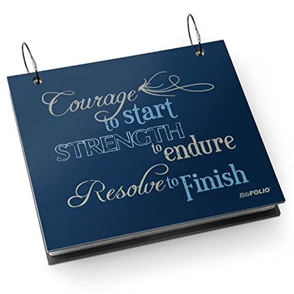 Gone For a Run BibFOLIO Race Bib Album - Courage To Start - 9.5x8 | Wood Cover, Twist Cable Rings, Race Bib Holder, Holds Up to 100 Bibs, Includes 12 Vinyl Sleeves, Marathon Runner Gift - color: Courage to Start