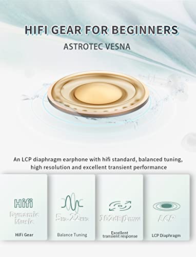 keephifi Astrotec Vesna Wired Earbuds with Microphone Tiny Earbuds in Ear Monitor with LCP Diaphragm Portable Earphones Noise Cancelling Earbuds Neutral Balanced Sound for Sport (Silver with Mic)