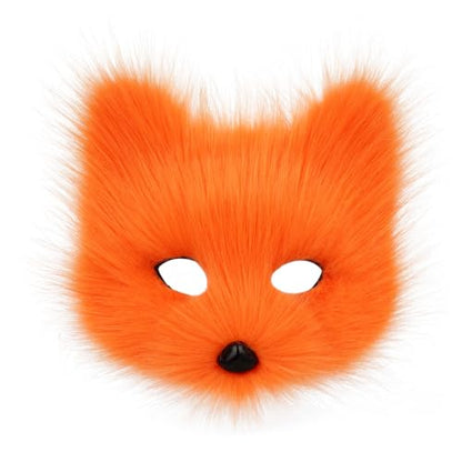 Animal Fox Wolf Mask Halloween Party Cosplay Costumes Props Plush Cat Half Face Masks Carnival Christmas Masquerade - color: Black
