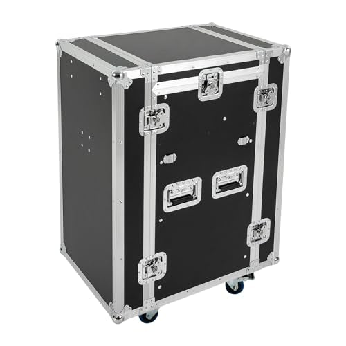 14U PA DJ Pro Audio Rack Road Case w/Slant Mixer Top, Heavy Duty Mobile Studio Equipment Cabinet, Network and Stereo Rack DJ Mixer Rack for Mixers & Live Sound - size: 14U / Side Tables
