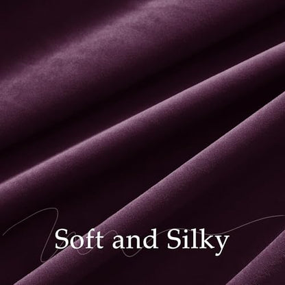 NICETOWN Dark Purple Heavy Velvet Pleat Curtains 84 inch Long 2 Panels - color: Dark Purple, size: 52"W x 84"L (Pack of 2)
