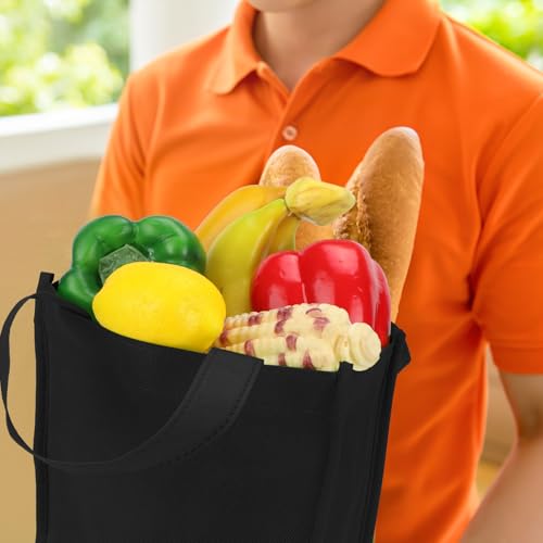 Jexine 72 Pcs Non Woven Tote Bags Bulk, Reusable Large Gift Bags with Handles, Grocery Bag for Party Favors, 14 x 10 Inch - color: Black