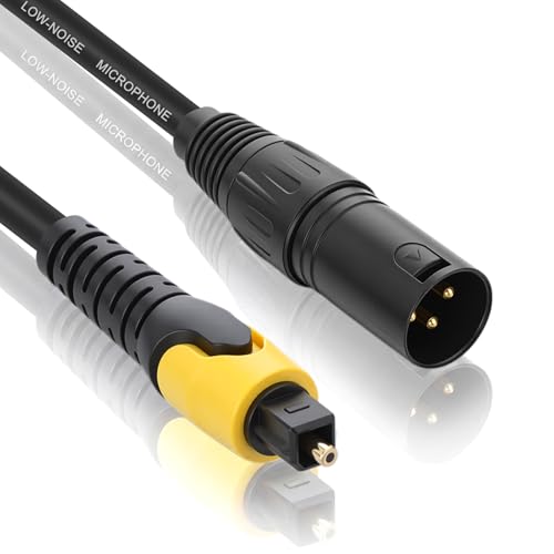 Sabary 192KHz DAC Optical to XLR Converter, 3.3 Ft Optical Cable to Unbalanced Male XLR Audio Cord Adapter, Digital to Analog Audio Converter for HDTV, DVD, Set-Top Boxes