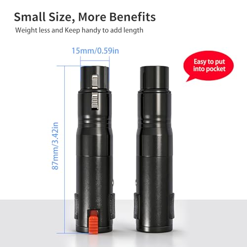 1/4 TRS 6.35mm AUX Female to XLR 3-Pin Adapter XLR Female 2Pcs, Black with Lock Converter Plug Cable Connector，Nickel Plated Zinc Alloy Shell, All Copper Pin Socket Black and Silver - color: Black