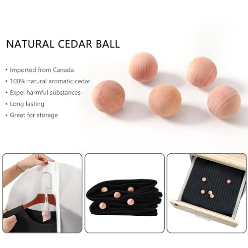 Garment Bags 7 Pack, 24x31 Inch Clothes Covers with 5 Cedar Balls | Dust Proof Translucent PEVA, Full-Length Zipper, 5 Natural Cedar Balls Included, for Kids' Clothing, Blouses, Closet Storage - size: 24"x 31" + Cedar Balls