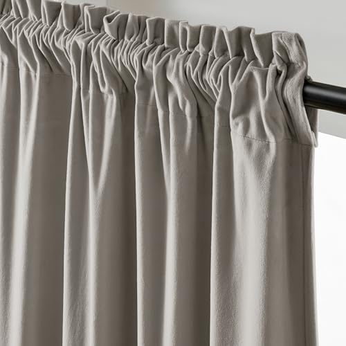 Lazzzy Velvet Light Gray Curtains 84 Inches Long Thermal Insulated Drapes for Bedroom Living Room Darkening Window Treatments Rod Pocket 2 Panels, W42 x L84 - color: Light Gray, size: 42"W x 84"L (Pack of 2)