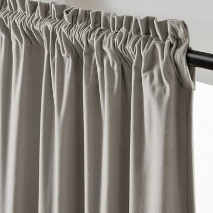 Lazzzy Velvet Light Gray Curtains 84 Inches Long Thermal Insulated Drapes for Bedroom Living Room Darkening Window Treatments Rod Pocket 2 Panels, W42 x L84 - color: Light Gray, size: 42"W x 84"L (Pack of 2)