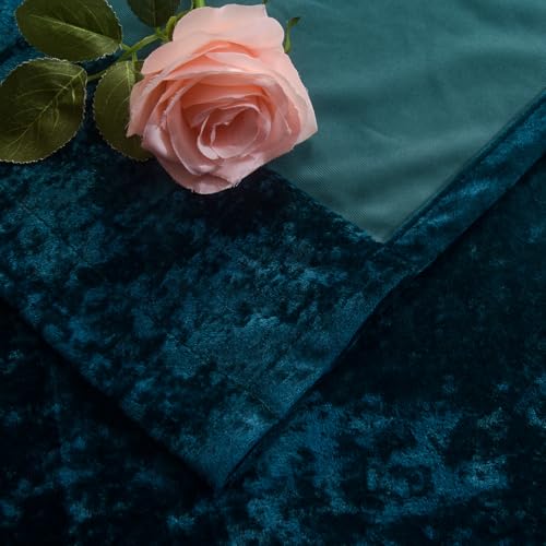 Dark Teal Velvet Curtains - Room Darkening Curtain 84 Inches Long for Bedroom & Living Room, Luxury Look, Rod Pocket Design, (2 Panels), 52W x 96L, Sapphire Blue - color: Peacock, size: 52"W x 96"L (Pack of 2)