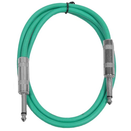 Seismic Audio - SASTSX-2 (6 Pack) - 2 Foot TS 1/4" Guitar, Instrument, or Patch Cables Green - color: Green, size: 2 Foot