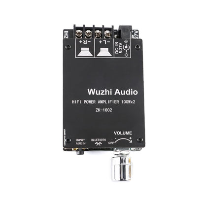 ZK-1002 100W x 2 HiFi Bluetooth-Compatible Amplifier Board with TPA3116D2 Chip 2.0 Channel Mini HiFi Power Amplifier Receiver with Volume Control BT AUX Inputs TPA3116