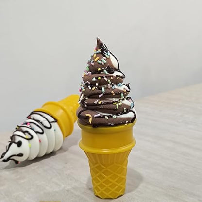 2PCS Brown White Fake Ice Cream Cone Prop (Pack of 2) - color: Brown White, size: 2pcs (Pack of 2)