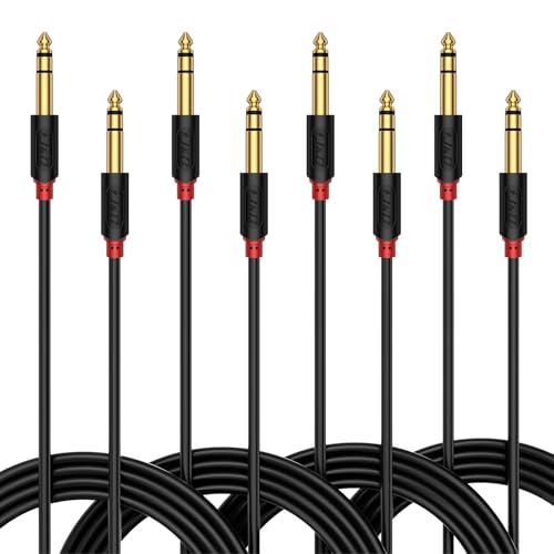 J&D 1/4 inch TRS Cable, Gold Plated Audiowave Series 6.35mm TRS Male to Male Balanced Interconnect Stereo Audio Cable, Quarter inch Guitar Instrument Cord, 3 Feet (Pack of 4) - size: 3 Feet (Pack of 4)
