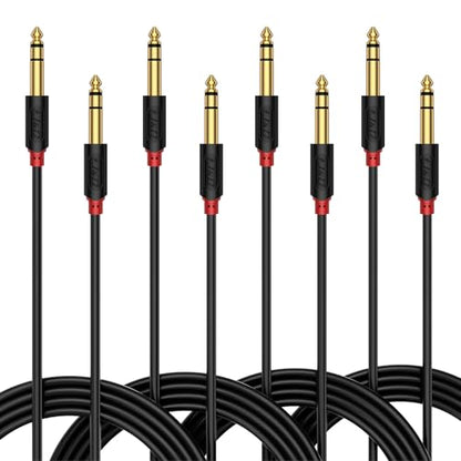 J&D 1/4 inch TRS Cable, Gold Plated Audiowave Series 6.35mm TRS Male to Male Balanced Interconnect Stereo Audio Cable, Quarter inch Guitar Instrument Cord, 3 Feet (Pack of 4) - size: 3 Feet (Pack of 4)