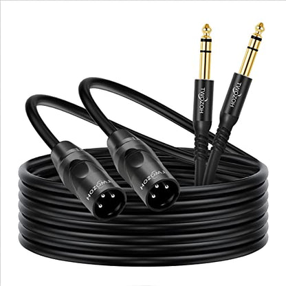 Twozoh 1FT 2 Pack 1/4 Inch to XLR Male Stereo Guitar Cable (Professional/HiFi) - color: Male 2-PACK, size: 1FT
