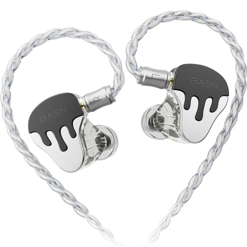 BASN BmasterX 6-Driver In Ear Monitor Headphones for Musicians, Black-White - color: Black-White