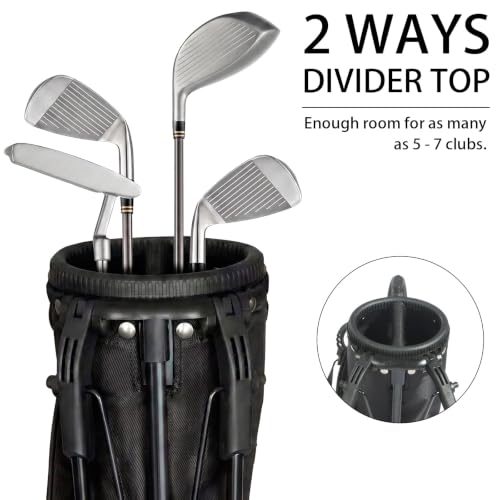 Small Golf Stand Bag Lightweight Golf Easy Carry Bag with Strap and Stand for The Driving Range, Par 3 and Executive Courses Small Golf Bags for Men or Women. - color: BLACK/GREY