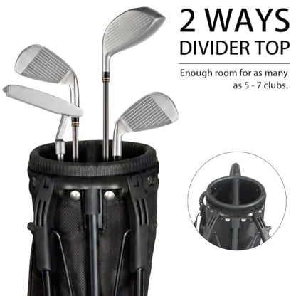 Small Golf Stand Bag Lightweight Golf Easy Carry Bag with Strap and Stand for The Driving Range, Par 3 and Executive Courses Small Golf Bags for Men or Women. - color: BLACK/GREY