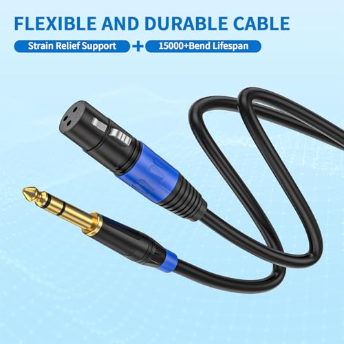 (2Pack / 6.6 FT) Female XLR to 1/4 Inch (6.35mm) TRS Mono Jack Microphone Cable, Balanced 3 Pin XLR Female to Quarter inch TRS Plug Mic Cord for Dynamic Microphone - size: 6.6 FT, 2Pack, style: XLR Female to 6.35mm