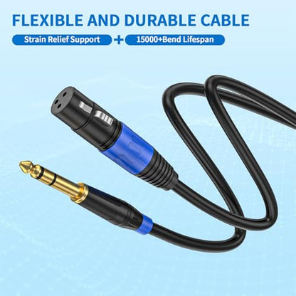 (2Pack / 6.6 FT) Female XLR to 1/4 Inch (6.35mm) TRS Mono Jack Microphone Cable, Balanced 3 Pin XLR Female to Quarter inch TRS Plug Mic Cord for Dynamic Microphone - size: 6.6 FT, 2Pack, style: XLR Female to 6.35mm