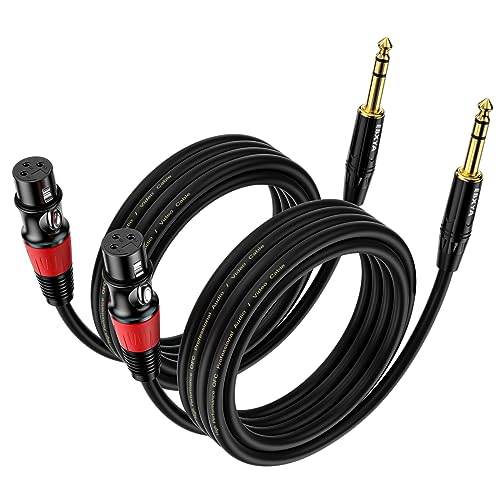 EBXYA 1/4 TRS to XLR 10ft 2Pack - 6.35mm 3Pin Balanced Female Audio Cable | Double Shielding, Oxygen-Free Copper, for Mixers, Amps, Studio Recording - size: 10 feet-2 Pack, style: TRS to XLR Female