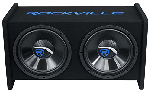 Rockville RV1212P Dual 12" 1200W Car Audio Subwoofers in Vented Enclosure, 4-Ohm, Clean Punchy Bass, 600W RMS Music Rating, Durable MDF Build, for Car Audio Systems | 1200W Peak/600W RMS, MDF Box, Polypropylene Cone, Aluminum Voice Coil, 4 Ohm, Bass Refle