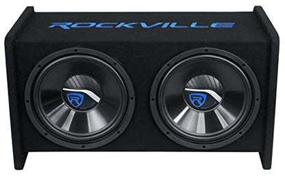 Rockville RV1212P Dual 12" 1200W Car Audio Subwoofers in Vented Enclosure, 4-Ohm, Clean Punchy Bass, 600W RMS Music Rating, Durable MDF Build, for Car Audio Systems - style: Dual 12"
