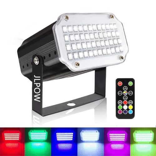 Halloween Strobe Light with Remote, JLPOW Sound Activated Mini Strobe Lights Super Bright 48 RGB LED, Remote Control Flash Stage Lighting, Best for DJ Party Show Club Disco Halloween