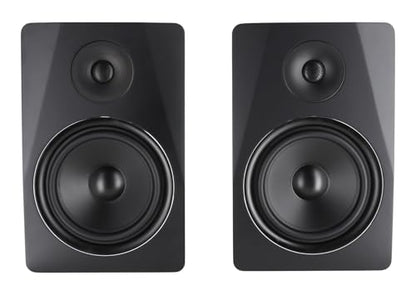Rockville APM8B Powered USB Studio Monitor Speaker Pair in Black, 8", 2-Way, 500W, EQ, MDF Wood, RCA/XLR, Perfect for Studios, Recording, Music | 400W Peak / 200W RMS, Class D Amp, RCA In/Out, Crossover/Phase/Volume Control, Front Port, MDF Enclosure, Aut