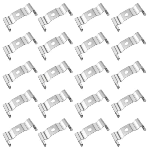 20 Pack T8 Light Clips and Hooks Bracket Hanger, Nickel-Plated Manganese Steel, Mounting Clips for LED Integrated Tube Light Fixture, Indoor & Outdoor Use