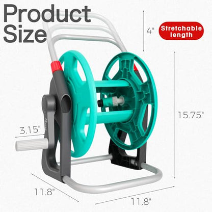 Garden Water Hose Reel,Holds 50-60 Ft of 5/8" Hose | Portable Hose Holder for Outside - color: Green