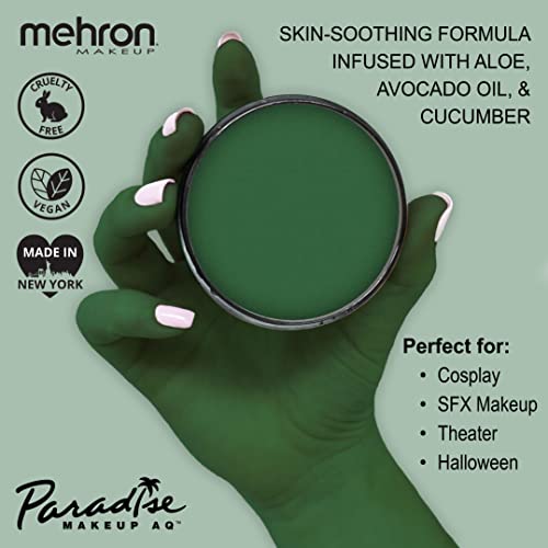 Mehron Makeup Paradise AQ - DARK GREEN, Water-Activated Face & Body Paint - color: Dark Green, size: 1.4 Ounce