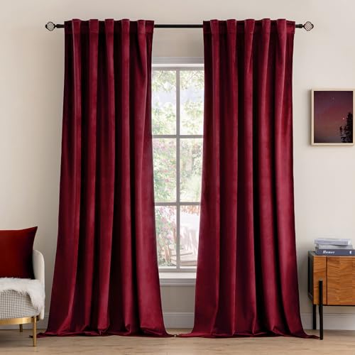 MIULEE Velvet Blackout Curtains 52x108 inches 2 Panels Burgundy Red - color: Burgundy Red, size: 52"W x 108"L (Pack of 2)