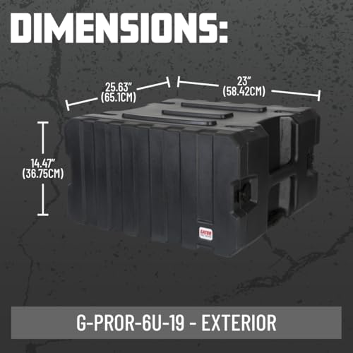 Gator Cases Pro Series 6U Rolling Rack Case with 19" Depth, Tow Handle & Recessed Wheels, Roto Molded Made in USA (G-PROR-6U-19) - size: 6U Rack Space, style: Rolling Rack - 19" Deep