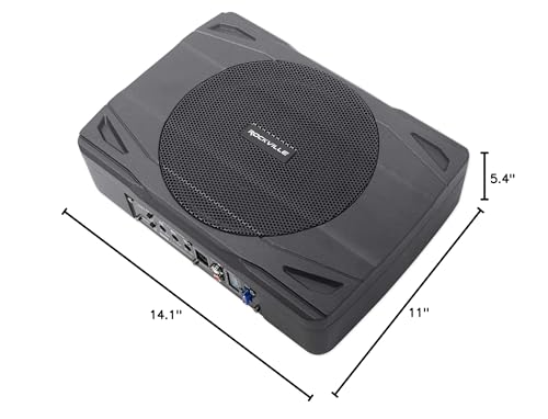 Rockville SS8P 8" Powered Under-Seat Car Subwoofer with RWK10 Amp Kit | 400W Peak / 100W RMS, RCA and High-Level Inputs, Auto Turn-On, Bass Knob, 10 Gauge 100% Copper Wiring, 2-Items
