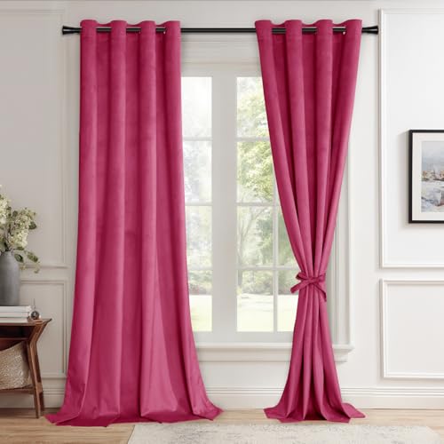 JIUZHEN Berry Velvet Blackout Curtains 84 Inch for Living Room/Bedroom - color: Berry, size: 42"W x 84"L (Pack of 2)