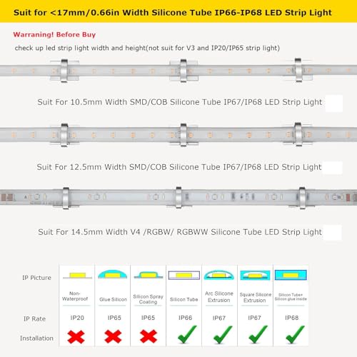 100Pack Two Fixation LED Strip Light Holder Clips for 10-17mm Width IP67/68 | Self Adhesive LED Strip Mounting Clip LED Light Holder Clips LED Tape Light Mounting Bracket With Screws - color: Silver