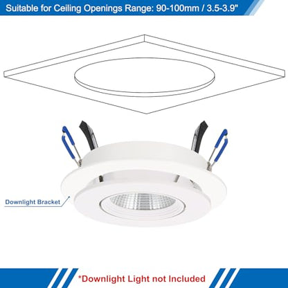 PATIKIL 7W 4.3" OD 3" ID Light Trim Ring, 2pcs Downlight Mounting Bracket Circular Light Cover Light Fixture for Ceiling Wall Recessed Can Downlight, White - color: White, size: 4.3" x 3"