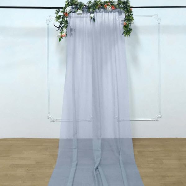 Tableclothsfactory Dusty Blue Sheer Premium Chiffon Curtain Panel Backdrop Drapery with Rod Pockets | 5ft x14ft - color: Dusty Blue, size: 5ftx14ft