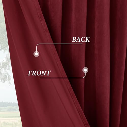 P Pothuiny Burgundy Blackout Velvet Curtains 84 Inches Long 2 Panels - color: Burgundy, size: 52"W x 84"L (Pack of 2)