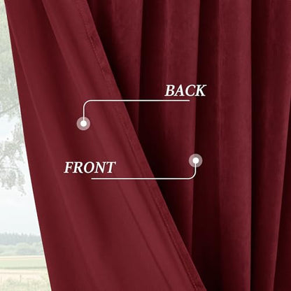 P Pothuiny Burgundy Blackout Velvet Curtains 84 Inches Long 2 Panels - color: Burgundy, size: 52"W x 84"L (Pack of 2)