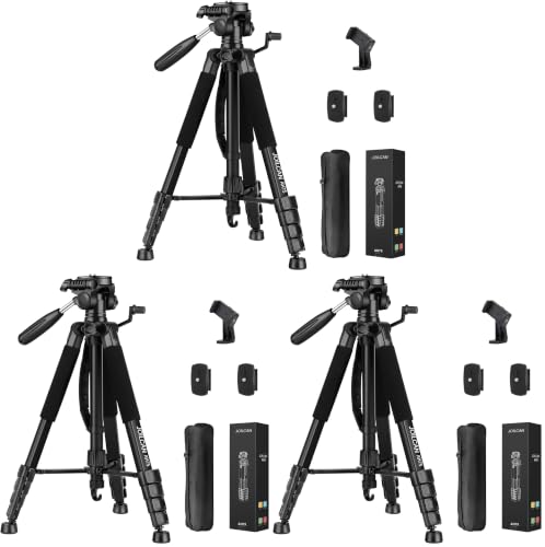 JOILCAN Tripod Camera Tripods, 74" Tripod for Camera Phone Video Recording - color: Black, size: 74" (Pack of 3)