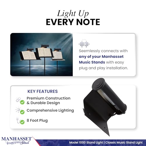 Manhasset Music Stand Light Clip On Attachment - Stand Lights for Musicians - Music Lamp for Orchestras - Piano Light - Piano Lamp | Clip-On Music Stand Light, Orchestra Stand Light, Piano Lamp, Sheet Music Illumination, Practice and Performance
