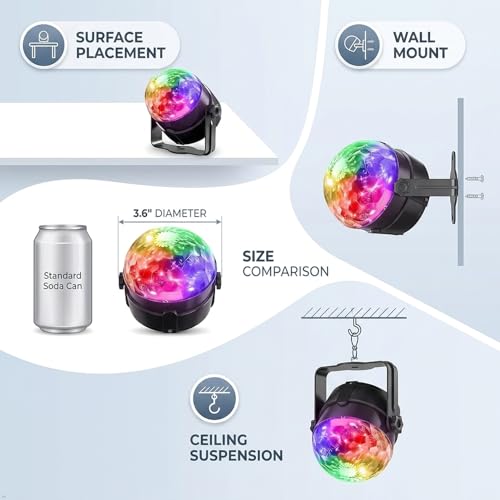 Sound Activated Party Lights with Disco Ball Dj Light | Disco Ball Light with Remote Control Dancing Lights, Strobe Lamp for Parties Supplies Birthday Christmas Bar KTV Decor