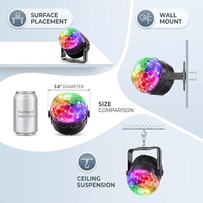 Sound Activated Party Lights with Disco Ball Dj Light | Disco Ball Light with Remote Control Dancing Lights, Strobe Lamp for Parties Supplies Birthday Christmas Bar KTV Decor