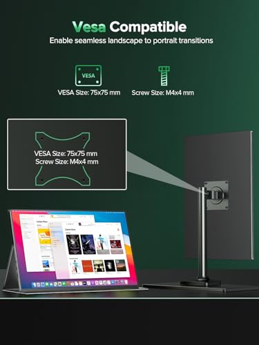 Newsoul 4K Portable Monitor 1200Nits Ultra Bright 16'' Laptop Monitor 145% sRGB 2000:1 Contrast Matte Screen with USB-C HDMI VESA, Slim External Screen with Protective Case for PC/Phone/Game Console - size: 16 Inches