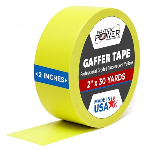 Gaffer Power Fluorescent Yellow Gaffer Tape 2 Inch x 30 Yds, USA Made - color: Fluorescent Yellow, size: 2 inches x 30 yards | 1 pack
