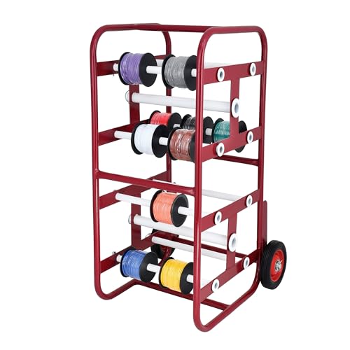 AdirPro Transportable Multiple Axle Cable Caddy - Multi-Spool Wire Rack Dispenser - Easy Use Cable Holder & Distribution - For Workplace Efficiency