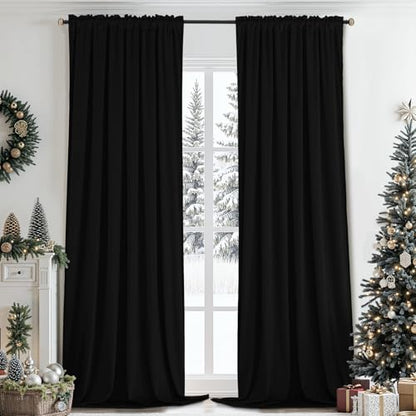 SimpleHome Black Velvet Curtains 84 Inches for Living Room Rod Pocket | Luxury Blackout Velvet Curtains,Thermal Insulated 2 Panels Room Darkening Drapes,Velvet Bedroom Curtains,W52 x L84,2 Panels - color: Black, size: 52"W x 84"L (Pack of 2)
