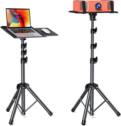 AMADA HOMEFURNISHING Foldable Projector Tripod, Multipurpose Laptop Stand with Removable Mouse Tray, Adjustable Height 25-63 Inch, Outdoor Movie Projector Stand, AMPS03 - size: 25-63 inches